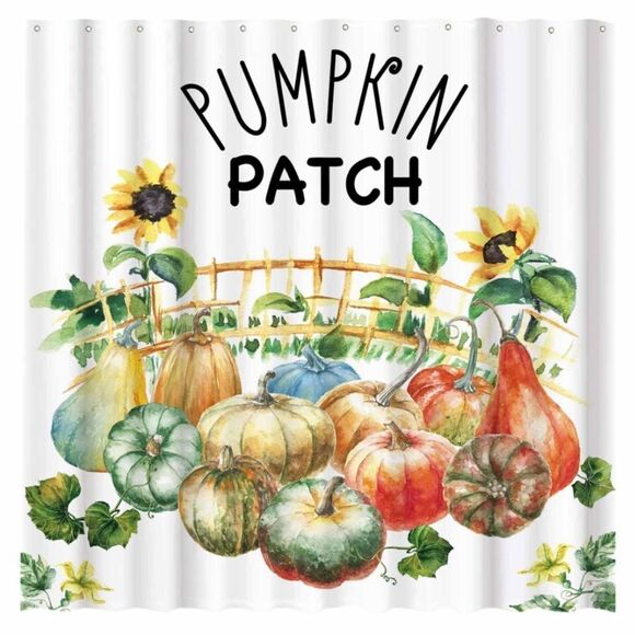 Pumpkin Patch Shower Curtain Fall Autumn Harvest Home Bathtubs Bathroom - Picture 1 of 1